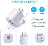 USB Wall Charger, Phone Charger Box, 2.1A Dual Port USB Power Plug Fast Charging Block (X002AS0QRX)