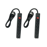 Hyper Tough 6 Outlets 2.5ft Power Strip, 2 Pack, Black (PS682_2PKB) 082721406668