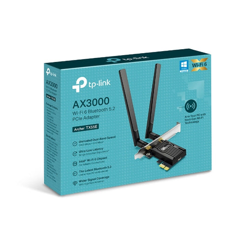 TX55E TP-Link AX3000 WiFi Card, 2402Mbps, Bluetooth 5.2, Dual Band Wireless Adapter 840030707391