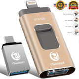 YSeaWolf 256GB 4-in-1 USB Flash Drive Type C Flash Drive 3.0 (Gold) (X0021UUT3T)