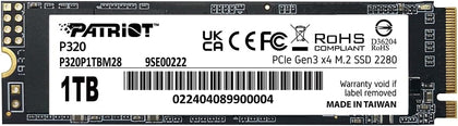 P320P1TBM28 Patriot P320 1TB NVMe M.2 PCIe Gen3x4 2280 SSD Solid State Drive 4711378427622
