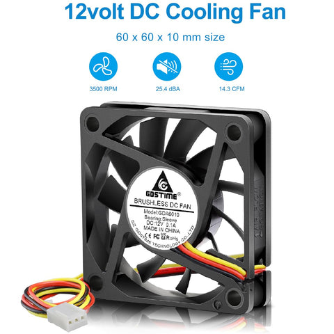 GDA6010 60x60x10 MM 12V 3 Pin DC Brushless Case Fan 149073367442