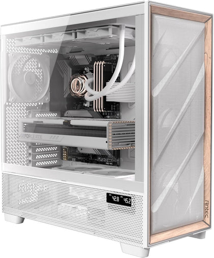 FLUX Pro White Antec Birch Wood Full Tower E-ATX PC Case 761345101554