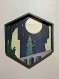LM240019 Loot Monkeys Hexagon Wizard at Night Wall Art