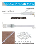 8061White Ethernet Cable 100 ft, Flat Long Cat6 Internet Cable 000020200406