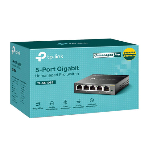 TL-SG105E TP-Link 5-Port 10/100/1000 Mbps Gigabit Smart Ethernet Switch 845973022037