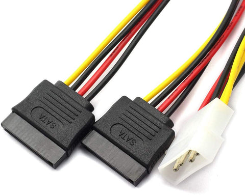 46344273 6in 4 Pin Male IDE Molex to 15 Pin Female Dual SATA Power Splitter Adapter Cable