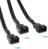 1FEN3 10 inch 1 to 3 Fan Splitter 4-pin Braided Extension Power Cable 716842258874