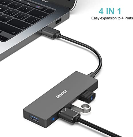 Hub USB, BENFEI Ultra-Slim USB 3.0 Hub USB 4 Ports avec câble de 1