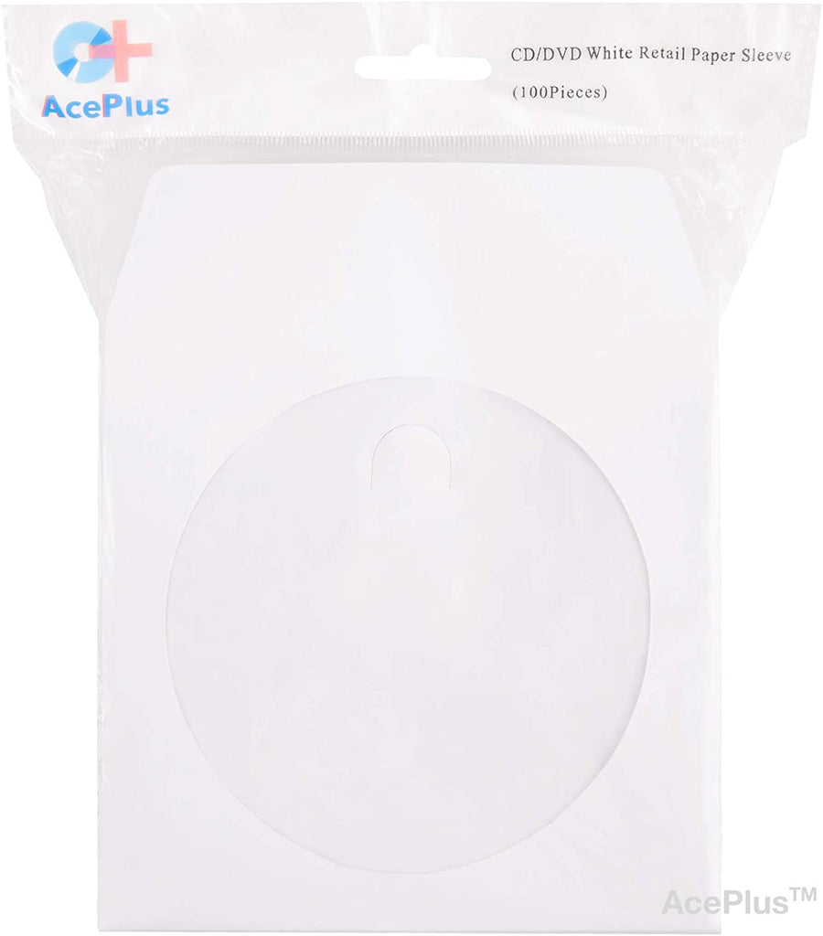 AcePlus Premium White Paper Sleeves for CD / DVDs - Envelopes with Cle –  AMT