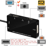D0407-BK Multiport 4-in-1 HDMI to HDMI DVI 4K VGA Adapter 695937722363