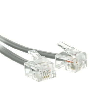 RJ11 Phone Cable for voice, 6P4C, Reverse for voice, Silver Satin