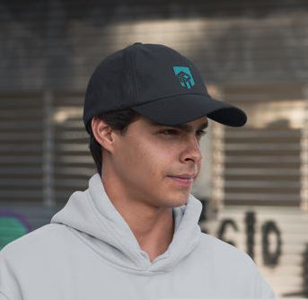 CP80BK-TL AMT Branded Six Panel Twill Cap Black and Teal 931271000010