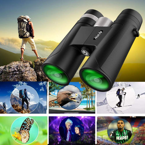 NISKITE Compact Binoculars for Adults, High Power 12x42 Roof Prism Binocular with Low Light Night Vision,Waterproof Fogproof Binoculars (NK-JN02-US)