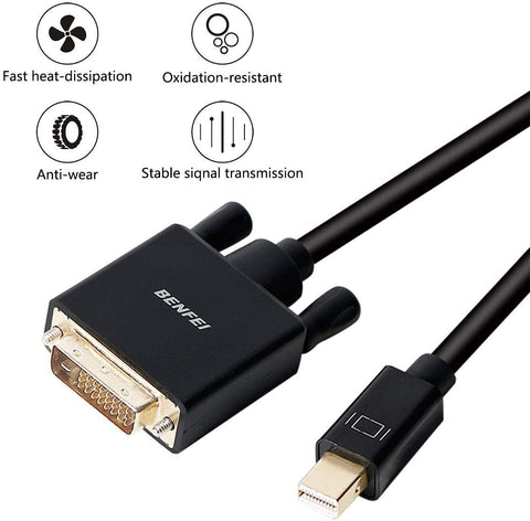 000108BLACK 6ft Benfei Mini DisplayPort to DVI Cable 601393862123