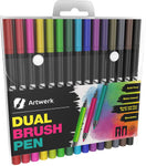 44121700 NYLEA 15 Pack ArtWerk Colored Brush Pen [Non-Toxic & Odorless] Markers Set - Dual Tips X001SBD111