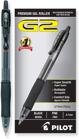 31020 PILOT G2 Premium Refillable & Retractable Rolling Ball Gel Pens, Black Ink 072838310200