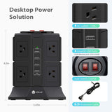 F01-1982A-01 iCLEVER Power Strip Tower Surge Protector, Charging Station w/ 6.5ft Cord X002BNX147