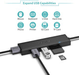 UA0402 QGeeM 5 in 1 Hub for Laptop, 2.5ft USB Extended Cable w/ SD/TF Card Reader X002IKOB65