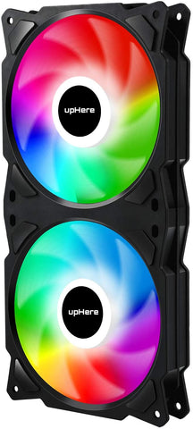 UpHere Long Life 120mm RRF12 PWM 4-Pin High Airflow Quiet Edition Rainbow Led Case Fan For Pc Cases Cpu Coolers And Radiators 3 Pack Pf120cf4 3