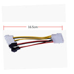 43000000 8in 12V PC Case Fan Power Adapter Cable, 3 Pin or 4 Pin PWM Connector 49465169