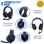 SS301-BLU SportsBot Blue LED Gaming Over-Ear Headset Headphone, Keyboard & Mouse Combo x001adrmpx